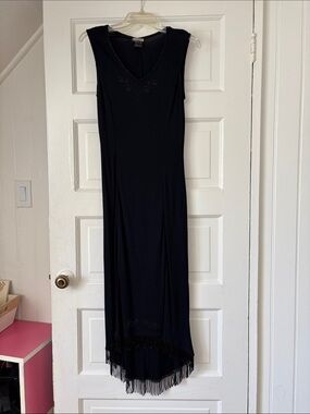 Rozae Nichols Black Rayon Beaded Dress - Size 6